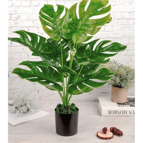 19" Fake Plants Artificial Palm Tree in Pot Indoor / Outdoor Home Office Decor - Picture 4 of 6